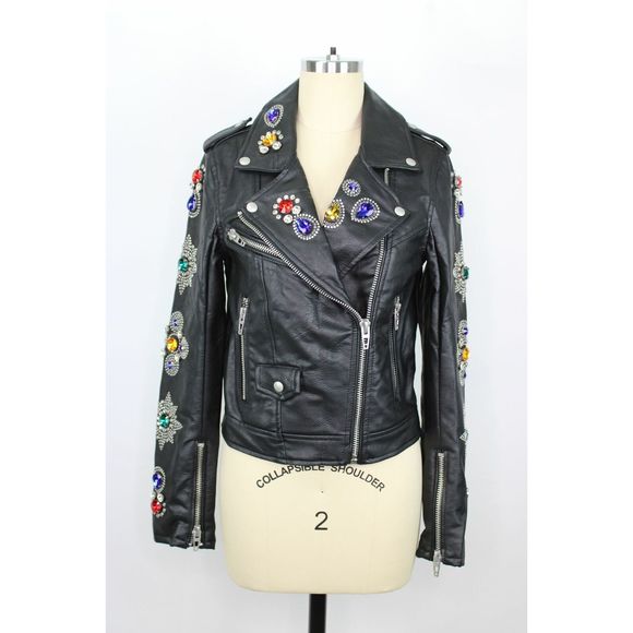 BlankNYC Gold Digger Jewel Moto Jacket XS NWT $188 - Picture 2 of 12